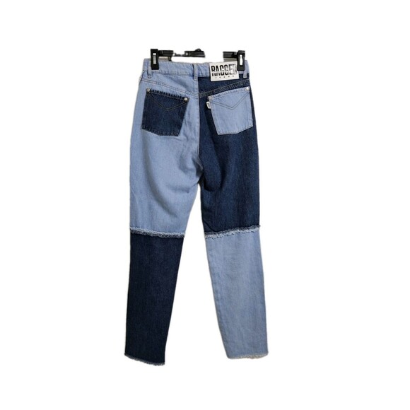 The Ragged Priest Quarter Panel Patchwork Ankle Mom Jeans Women’s 26 Raw Hem - Picture 2 of 11